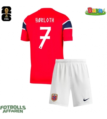 Norge Alexander Sorloth #7 Hemmaställ Barn VM 2026 Kortärmad (+ Korta byxor)